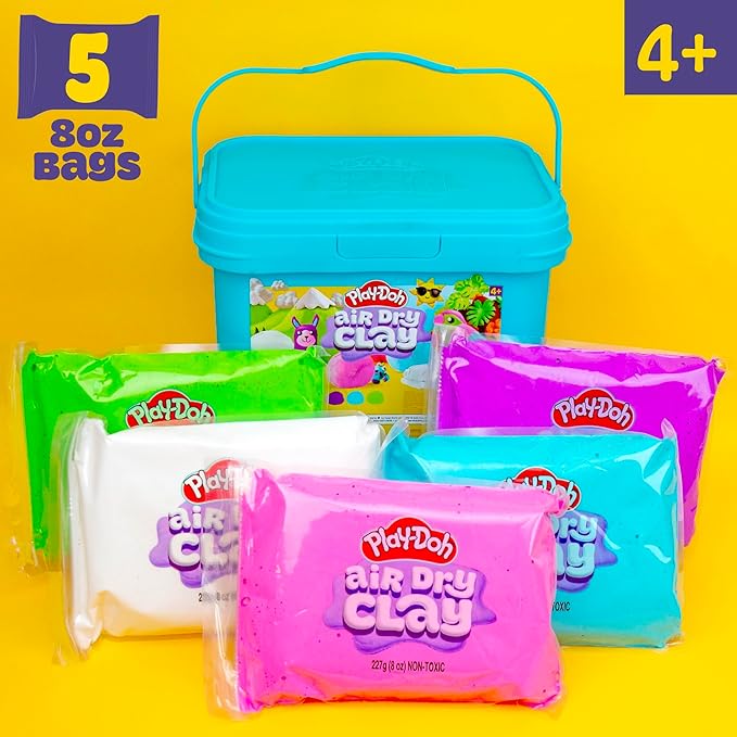 Play-Doh Brand Multicolor Air Dry Clay Bucket, 40 oz, 5 Colors, Paintable Clay Lightweight & Crumble-Free Sculpting Clay, Arts and Crafts Supplies, Kids Craft Material