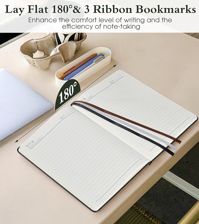 Lined Journal Notebook for Women Men, 160 Pages, A5 Hardcover Vintage Leather Journaling Notebooks for Work, School, Note Taking, Travel, Bible Study, Daily Diary for Writing 5.8"x8.5" (Black)
