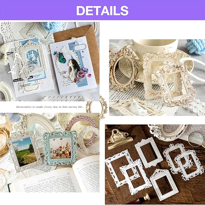 40PCS Vintage Frame Scrapbook Decoration Paper - MAXLEAF 4Themes Journaling Scrapbooking Supplies Craft Relievo Paper for Junk Journals Photos Card Making Decorative Album