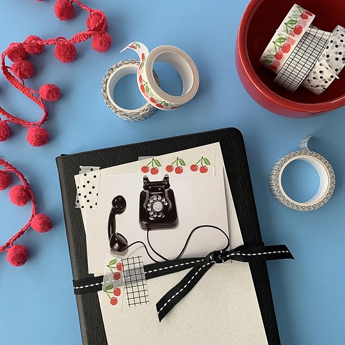 ZYNSHE Washi Tape Set of 12 Rolls of 15 mm Wide Cute Decorative Washi Tape for Journaling, Scrapbook, Washy Crafts, Bullet Journals, Planners, DIY Décor, Gift Wrapping, Craft Supplies (Retro)