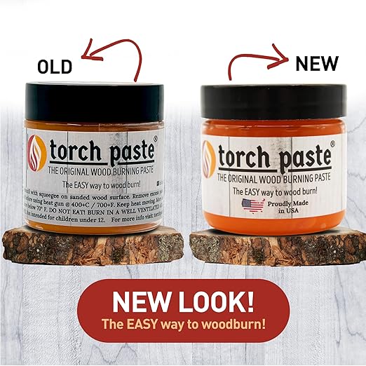 Torch Paste - The Original Wood Burning Paste | Made in USA Heat Activated Non-Toxic Paste for Crafting | Accurately & Easily Burn Designs on Wood, Canvas, Denim & More - Pack of 3 Jars + 3 Squeegees
