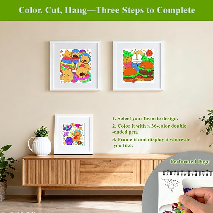 Halobios Cute Coloring Book Set, Adult Coloring Book Set with 36 Markers, 30 Relaxing and Easy Designs Art Supplies for Boys Girls Student, Creative & Relaxing Gifts for Women & Adults