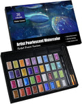 Shimmer Watercolor Paint Set, 36 Colors Glitter Metallic Watercolour Painting Sets, Solid Pearl Water Color Paints for Artists, Amateur Hobbyists and Painting (36 Colours)
