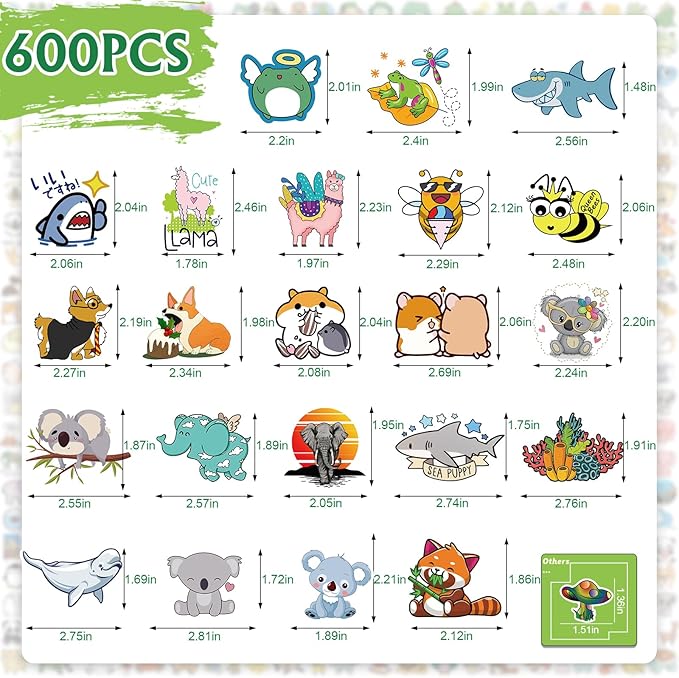 Arme 600Pcs Animal Stickers Pack, Colorful Vinyl Stickers for Water Bottles Computer Skateboad Phone Notebooks, Cute Animal Stickers Waterproof, Pet Stickers for Toddlers Kids Teens Girls Boys