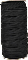 Mandala Crafts 10mm 50 Yds Roll of Black Elastic Bands for Sewing - 3/8 Flat Elastics Cord - 3 8 Inch Braided Stretch Straps for Crafting