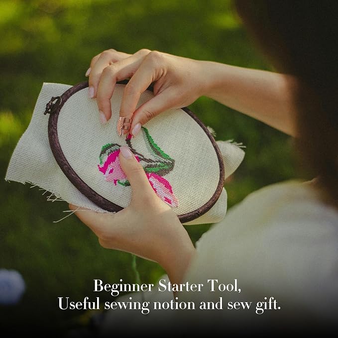 ZESION 4Pcs Sewing Thimbles, Adjustable Metal Thimbles for Hand Sewing Finger Protector, Quilting Craft Accessories for Knitting Needlework DIY Tools, Rose Gold(2 Sizes, S/M)