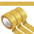 3 Rolls Gold Glitter Tape,Gold Glitter Washi Tape 15mm by 5m,Total 15m/17.5 Yards,for Scrapbook,Crafting