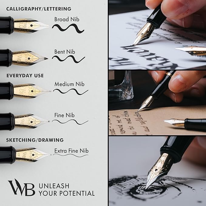 Wordsworth & Black Luxury Fountain Pen - Stunning Brushed Copper Pen, 18K Gilded Nib (Medium), Ink Converter, Best Pen Gift Set for Men & Women, Professional, Executive, Office, Nice Pens