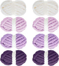 MABOZOO Assorted Chunky Yarn for Crocheting - 8 Pack Fluffy Jumbo Chenille, Soft Plush, Giant Thick Fuzzy Yarn - Purple Multi (31.7 yds, 8 oz Each Skein)
