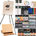DJAR 174pcs All-in-One Art Painting Set with Tabletop Easel & Tripod, Acrylic, Watercolor, Oil & Sketch Kit, 96 Acrylic, Watercolor & Oil Paint Set for Beginners, Professionals, Artists