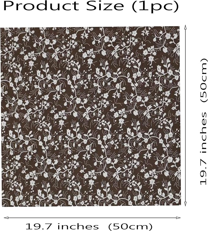 7PCS/lot Coffee Series Floral Cotton Fabric Quilting Patchwork Fabric Fat Quarter Bundles for Scrapbooking, Cloth Sewing, DIY Crafts, Handmade Bags, Pillows - 19.7X19.7inches