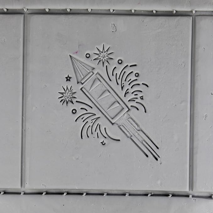Firework Clay Texture Roller (4") - America Set #01 - Embossing Pattern Roller for Polymer & Ceramic Clay, Pottery & Crafts
