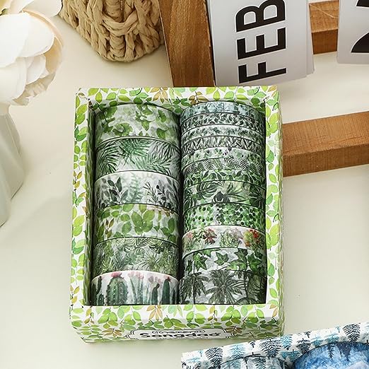 18 Rolls Seasons Flowers Washi Tape Set Floral Arts Adhesive Tapes Blooming Garden Decorative Masking Tape Sets for Craft, Kids, Scrapbook, DIY, Gift Wrapping (Summer)