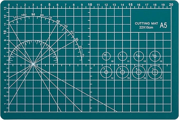 A5 Cutting Mat, Self Healing Sewing Mat, Craft Mat Double Sided 3-Ply Craft Cutting Board for Sewing Crafts Leather Fabric Scrapbooking Project Art Supplies, 8.6“ x 5.9”, Green