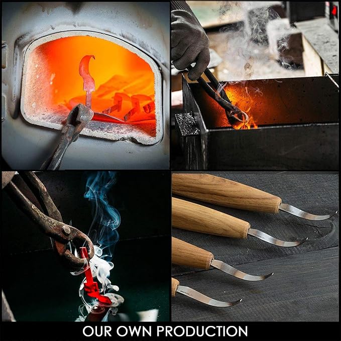 BeaverCraft Wood Carving Hook knife SK4s Long 2.4'' - Spoon Carving Tools – Spoon Whittling Knife for Professional Carvers & Beginners - Crooked Whittling Knives for Spoons Bowls Cups