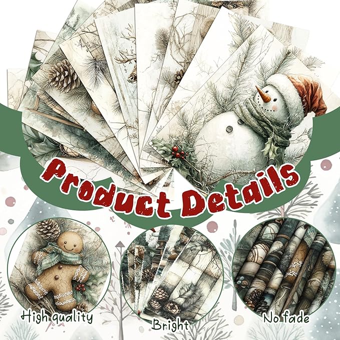 10 Pcs 18 x 22 Inch Vintage Green Christmas Quilting Fabric Winter Snowman Fat Squares Reindeer Patchwork Precut Strips Gingerbread Man Fabric Materials for Winter Xmas Sewing Craft DIY
