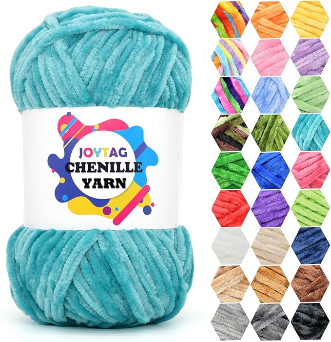 Velvet Chenille Yarn for Crocheting Lake Blue Velvet Fluffy Plush Thick Bulky Chunky Chenille Soft Baby Blanket Yarn for Crocheting Hand Knitting 100g-Lake Blue