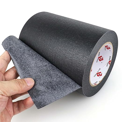 BOMEI PACK Black Wide Painters Tape 6 Inch, Wide Masking Tape 6'' x 55 yds Length, 21-Day Clean Removal for Laser Cutting/Engraving & 3D Printing Painting Tape for Indoor and Outdoor Use