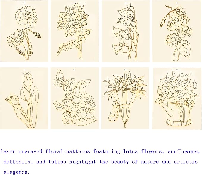 Piatoeke 16PCS 5.9×4.7in Unfinished Wooden Flower Cutouts Board for Kids Painting,Wood Crafts DIY Fun Things to Paint and Hang(Flower)