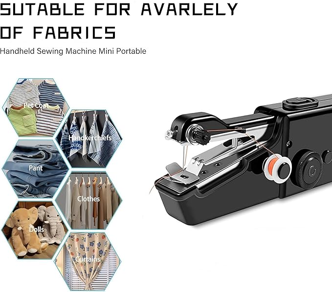 Handheld Sewing Machine,Sewing Machines for Beginners,Portable Electric Mini and Samll Hand Held Kit for Adults Included Mannual and Accessories,Sewing Hem Quick Stitching (Black)