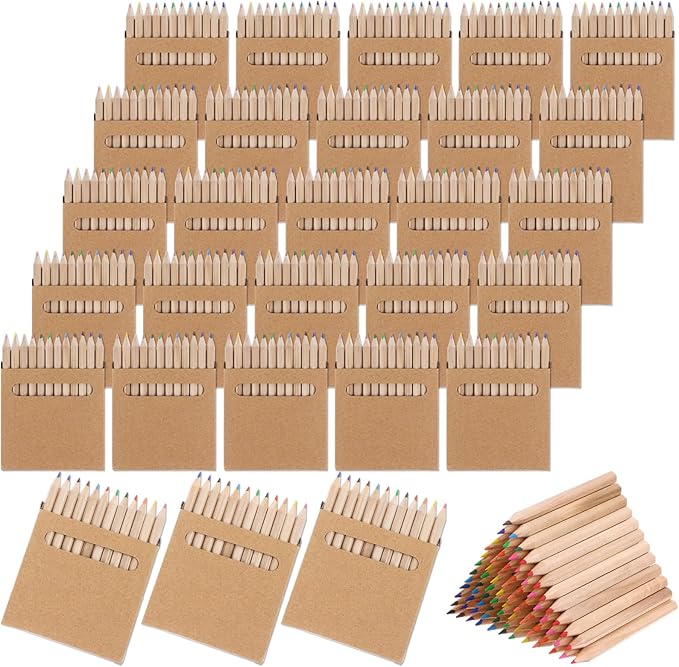 900Pcs/75 Boxs Colored Pencils Bulk Mini Drawing Pencils Set for Kids, 3.5inch Short Fat Color Pencils for Adult Coloring Books, Classroom School Drawing Birthday Wedding Party Favors, 12-Color