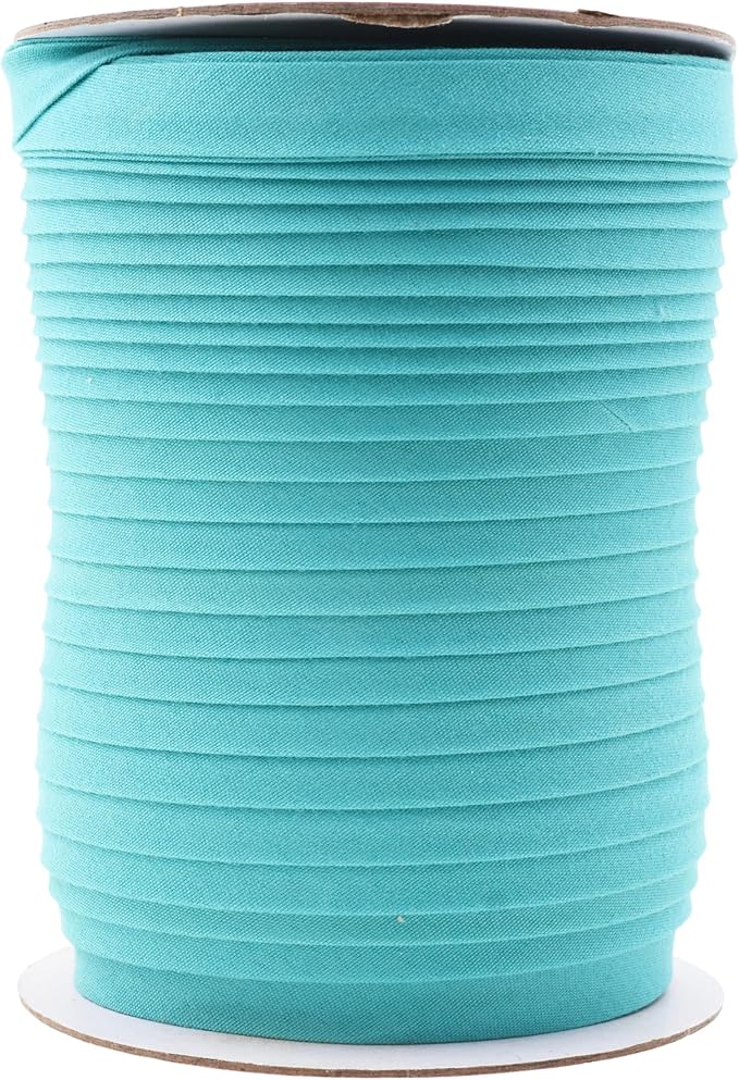 Mandala Crafts 55 Yards 1 Inch Aquamarine Double Fold Bias Tape for Sewing - Bias Binding Tape for Quilting Binding, Hemming, Seam, and Fabric Piping