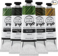 Tusc & Pine Artist Oil Paint - Set of 5, 150 ml, Earth Greens, 750 ml of Non-Yellowing, Creamy Consistency, Maximum Pigment Load, Small Batch Oil Paints Made in the USA for Professional Artists