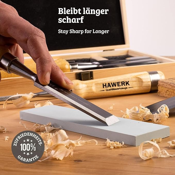 Wood Chisel Set - Wood Chisel Sets with Premium Wooden Case - Small Carving Wood Chisels for Woodworking - Includes 6 pcs Wood Working Chisels & 2 Sharpening Stones