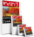 ESRICH 4 Pack Stretched Canvas for Painting with 9x12, 5x7, 4x4, 3x3, Primed Acid-Free Cotton Blank Canvases for Painting, Painting Canvas for Oil & Acrylic Paint.