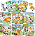 24 Sheets Animal Stickers for Kids Toddler, Jungle Animal Stickers Make-a-face Sticker Sheets Make Your Own Mix and Match Sticker for School Classroom Techer Reward Birthday Gift