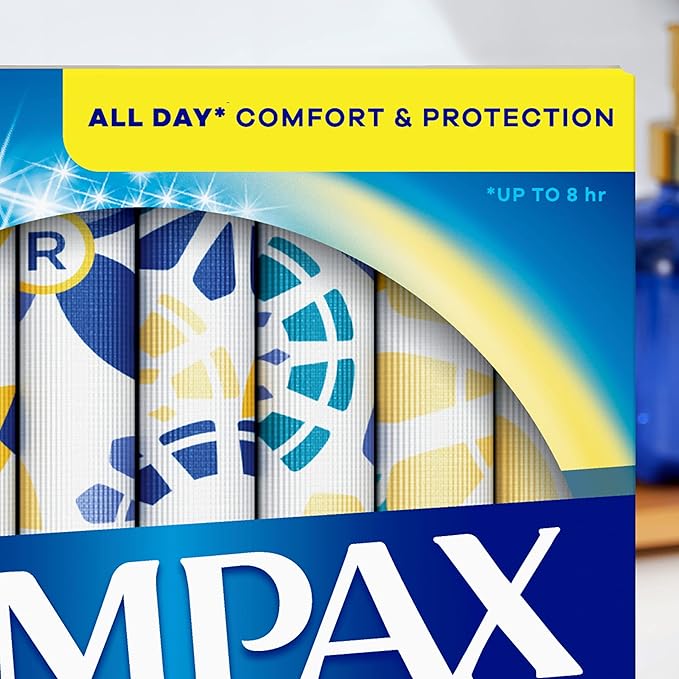 Tampax Pearl Tampons Regular Absorbency, with Leakguard Braid, Unscented, 50 Count (Pack of 2)
