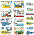 24 Sheets Train Stickers for Kids, Make-a-face Sticker, Make Your Own Train Mix and Match Stickers for DIY Crafts Party Supplies School Activity Reward Birthday Gifts