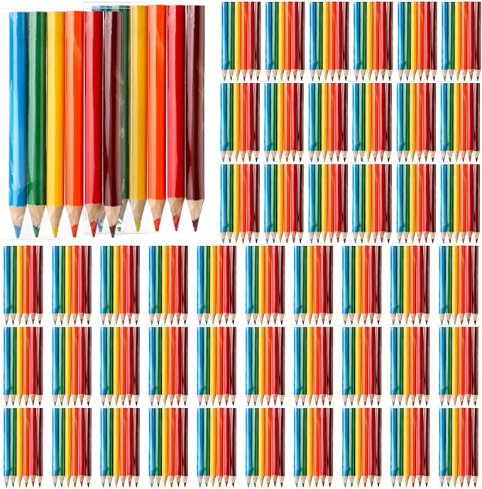 Cholemy Mini Colored Pencils 3.5 Inch Portable Short Color Pencil Bulk Coloring Pencils Pre Sharpened Drawing Colored Pencil for Painting Gift 6 Color