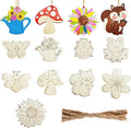45 Pcs Wooden Spring Ornaments to Paint, DIY Unfinished Wood Slices Flower Cutouts Butterfly Ornament for Art Crafts with 9 Styles, DIY Wooden Ornaments Hanging Decorations Kit