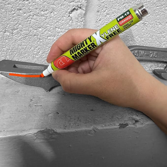 PM-15, Eco-Friendly Paint Marker, Alcohol-Based & Xylene-Free, Waterproof & Permanent, 10ml, 2.3mm Tip, 8 Bonus Tips, Made in USA, Orange 8 Pack