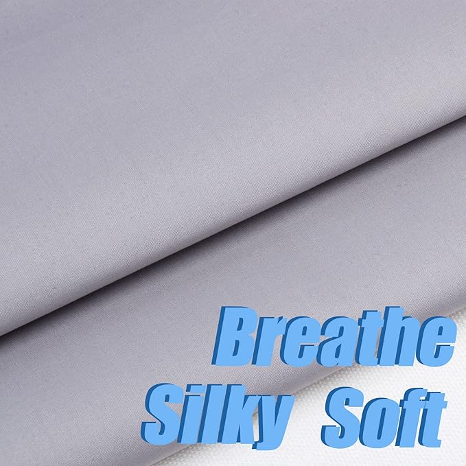 2 Yard Gray Cotton Fabric,Natural Cotton Poplin Fabric by The Yard, 59 Inches Wide 100% Cotton Fabric,Soft Embroidery Muslin Quilting Material for Sewing Material Apparel Cloth