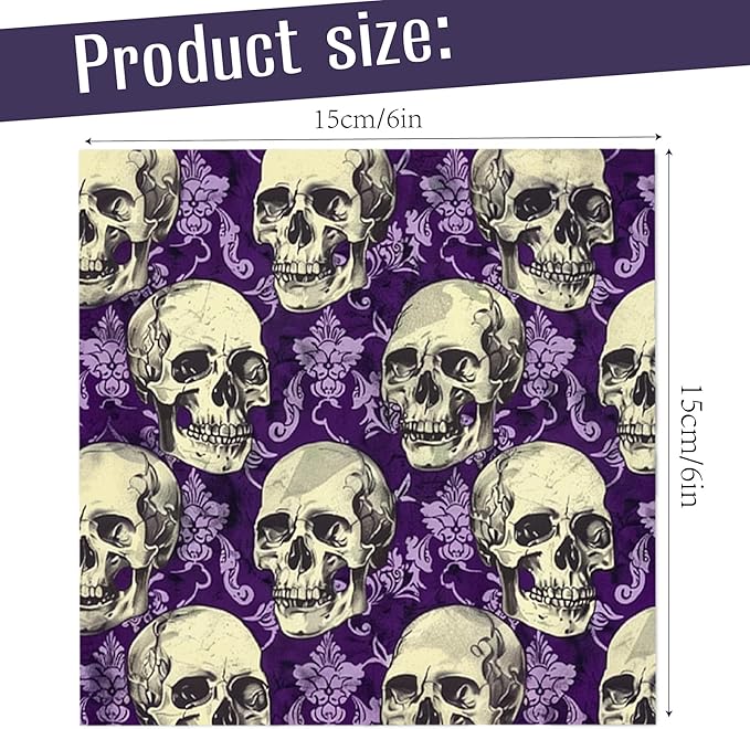12 Sheets Gothic Purple Halloween Scrapbook Paper 6" x 6" – Dark Vintage Skull Rose Raven Bat Medieval Pattern Craft Paper for Decoupage, Journaling, Origami, Card Making, DIY Projects