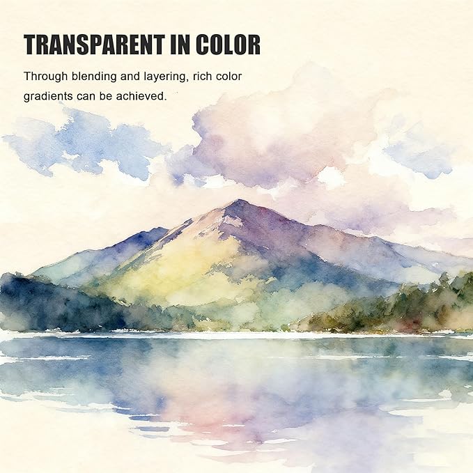 24 Colors Large Block Watercolor Paint Set for Watercolors Workbook, Portable Water Colors Paint Kit with 2 Paintbrushes 1 Waterbrush, for Adult Painting Beginners & Professional Amateur Hobbyists (Classic 24 Colors)