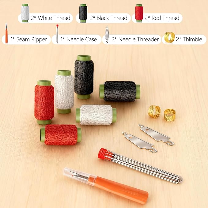 37 Pcs Big Eye Steel Sewing Needles Kit, Portable Stainless Steel Needle and Threader for Hand Sewing, Suitable Christmas Gifts for Women, Mom, Grandma