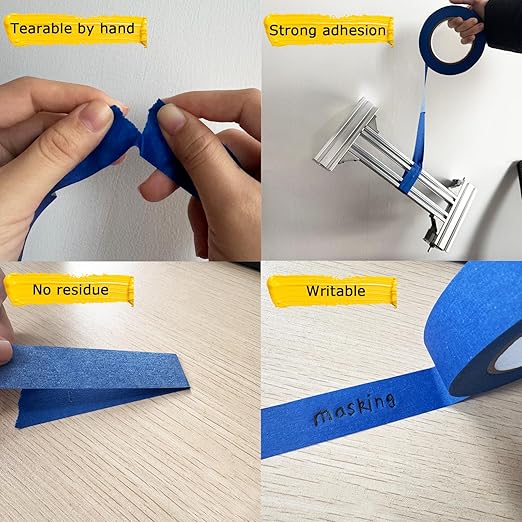 Blue Masking Tape, Painters Tape, Painting Tape (1442.4yd=0.94IN*60.1yd*24), Original Multi-Surface Easy Removal Paint Tape with Medium Adhesive Backing for Indoor Outdoor Use, 24 Rolls