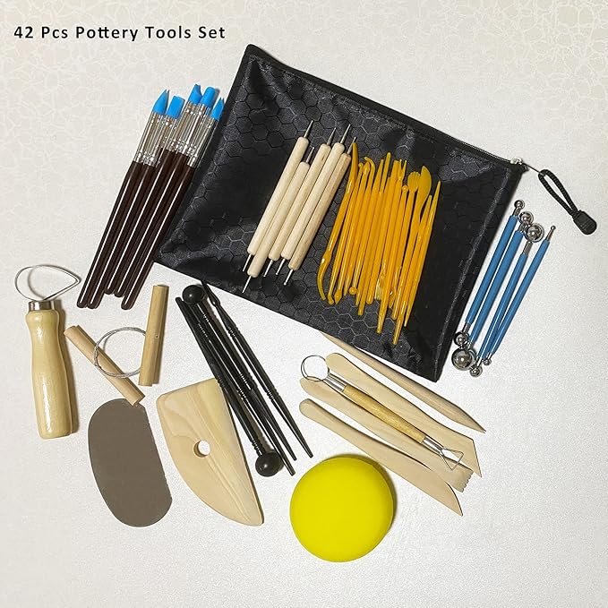 TORISING Baking Clay Air Dry Clay 10 LBs with 42 Pcs Set Pottery Clay Tools Set for Hand Modeling and Throwing, Non-Toxic (Terra Cotta & Kit)