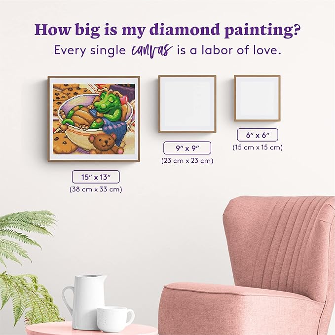 DIAMOND ART CLUB Naptime Diamond Painting Kit, Fun DIY Crafts for Adults, Round Diamond Art Canvas, 15" x 13"