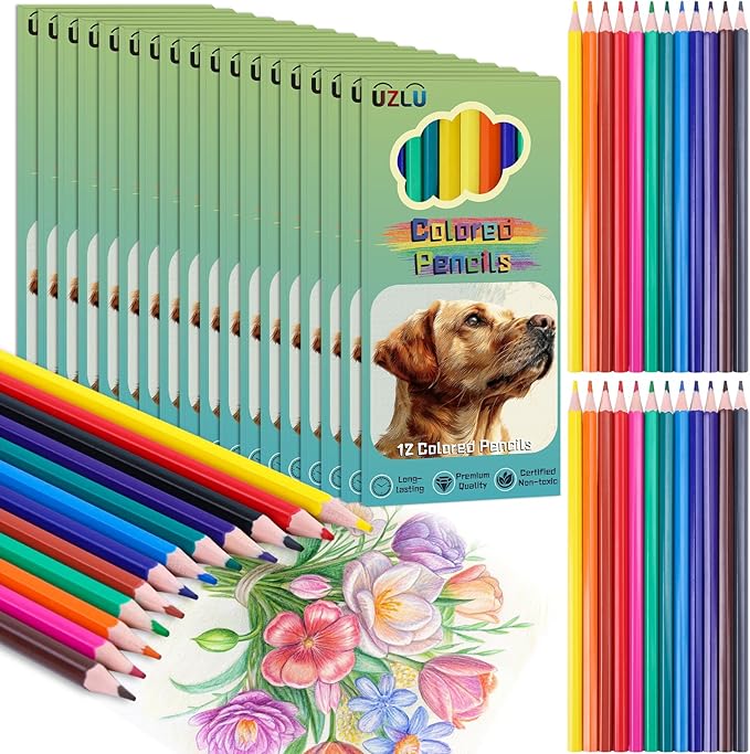 360 Count Colored Pencils Bulk, 30 Packs Colored Pencils, 12 Colors Pre-sharpened Coloring Pencils for Adults, Bulk School Supplies for Teachers, Classroom Prizes, Drawing Sketching Shading