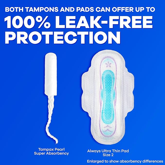 Tampax Pearl Tampons for Women, with LeakGuard Braid, Regular Absorbency, Unscented, 50 Count