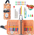 Vodiye 21 Sizes Ergonomic Crochet Hooks Set 0.5–10.0mm with Roll Bag, Soft Grip Crochet Needles for Crocheting Comfort