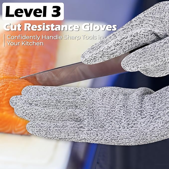 HANDLANDY Cut Resistant Gloves for Adult & Kids, Food Grade Anti-Cut Safety Gloves for Cooking Mandolin Meat Cutting Fishing