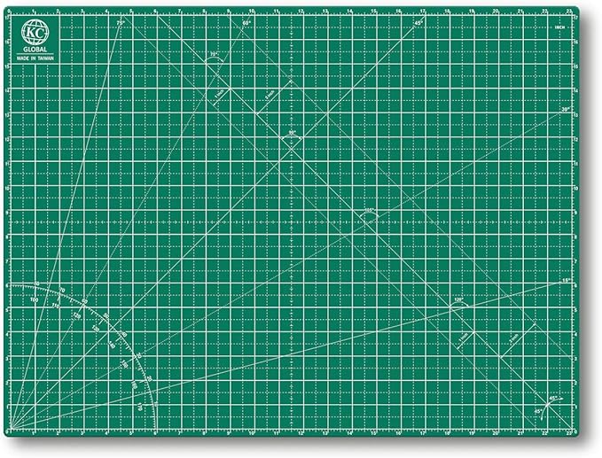 KC GLOBAL A2 (24"x18") Self-Healing Cutting Mat (Dark Green) - Sturdy, Reversible, Eco-Friendly, Non-Slip. Premium Desk Mat for Crafters, Quilters, and Hobbyist