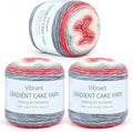 Aeelike Gradient Yarn for Crocheting, 3 Skeins Cake Yarns 100g (3.52 oz) 245m (267 Yards) # 3 Light Weight - Super Soft Ombré Fairyland Yarns for Making Colorful Crafts, Red Blue Gradient