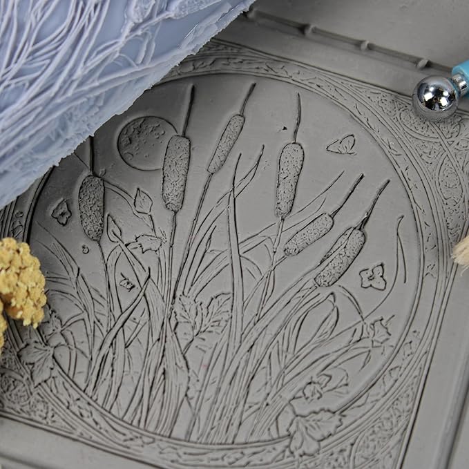 Cattails Clay Texture Roller (4") - Flower Set #02 - Embossing Pattern Roller for Polymer & Ceramic Clay, Pottery & Crafts
