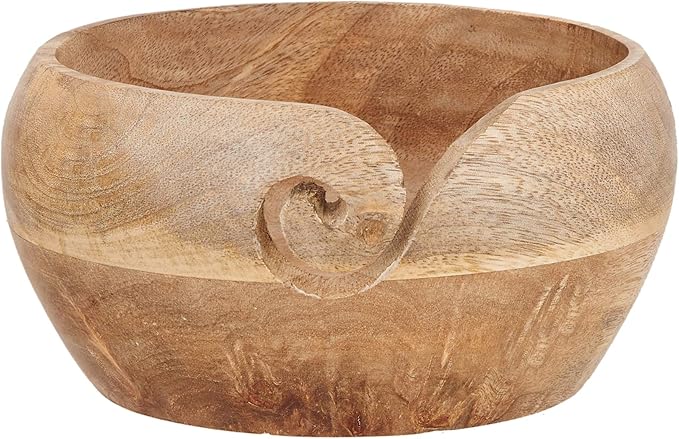 New Years Gifts for Women Wooden Yarn Bowl Knitting Bowl Large Crochet Yarn Holder Handmade Crocheting Accessories and Supplies Organizer 7 x 3 (Natural)